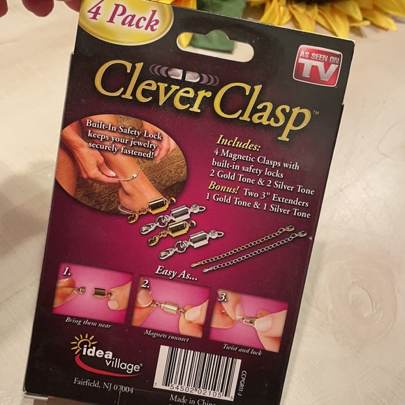 BRAND NEW CLEVER CLASP MAGNETIC JEWELRY 4 PACK WITH LOCK AS SEEN ON TV - Picture 2 of 3
